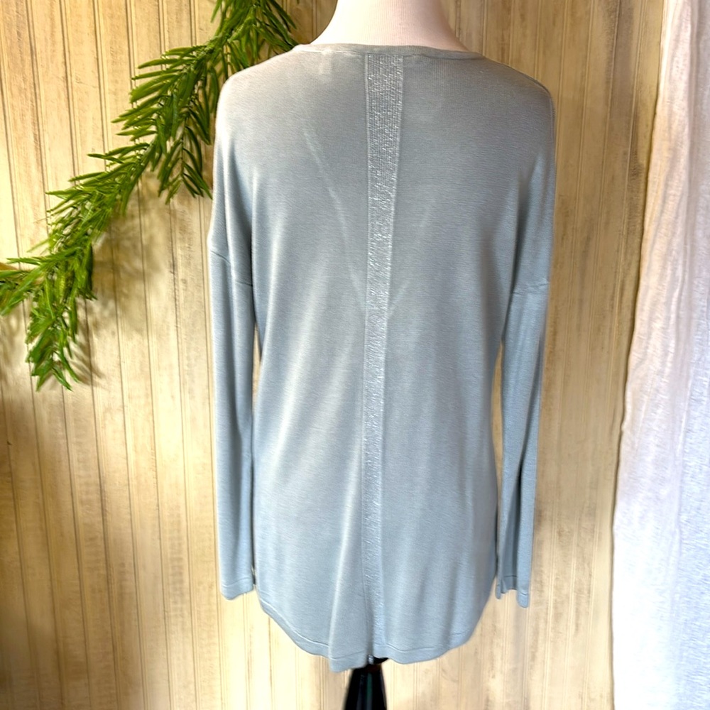 Soft Surroundings Pale Teal & Silver Tunic, Size Small, EUC, Drop Shoulders - Picture 7 of 13
